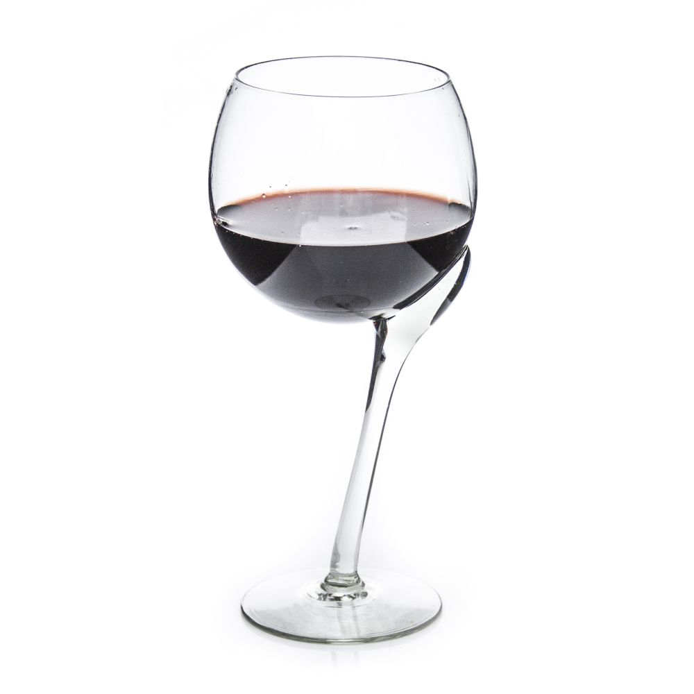 Crooked red wine glass
