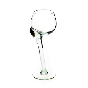 Crooked white wine glass