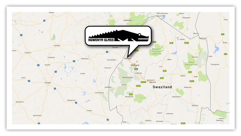 Map of Ngwenya Glass Swaziland/Eswatini