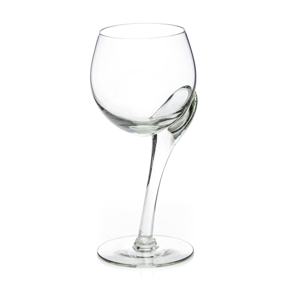 Crooked white wine glass