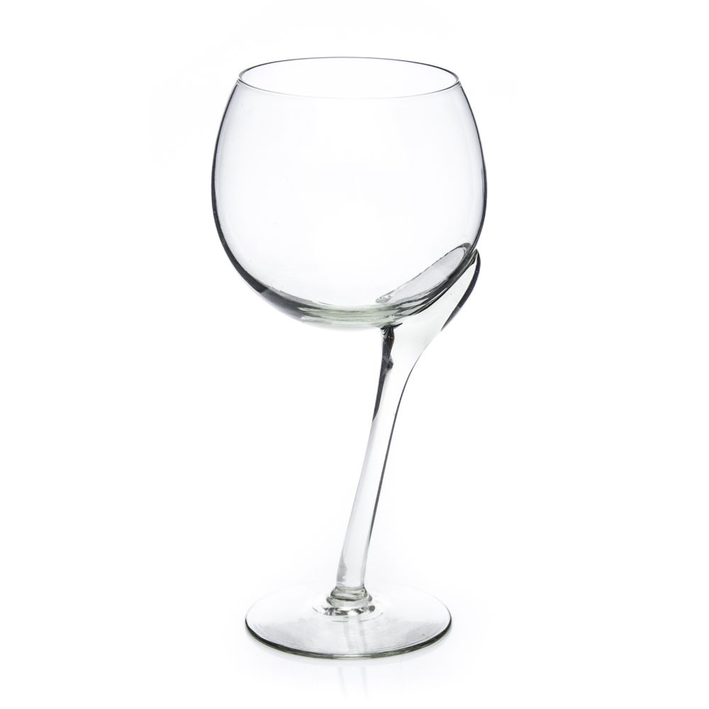 Crooked red wine glass