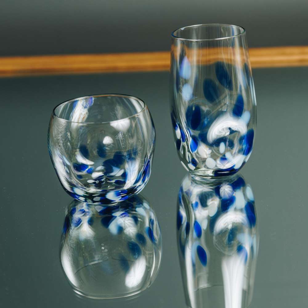 Tulip wonky tumbler with Blue & White Flecks