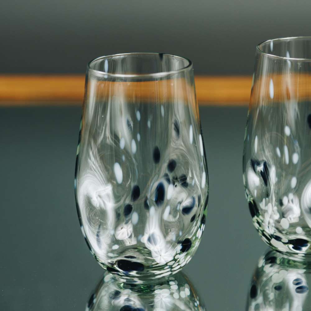 Tulip wonky tumbler with Black & White Flecks