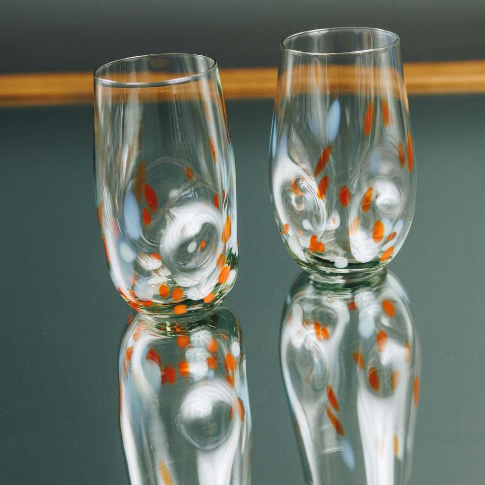 Tulip wonky tumbler with Orange & White Flecks