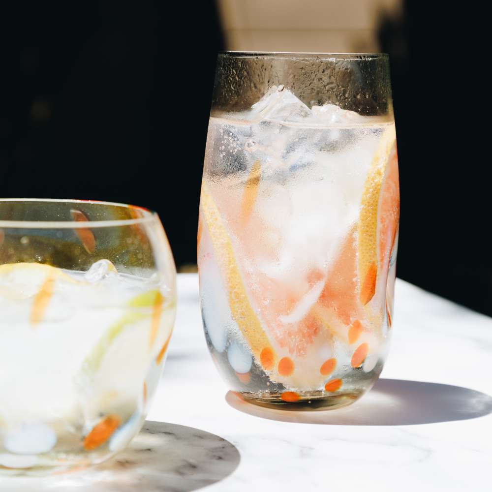 Tulip wonky tumbler with Orange & White Flecks