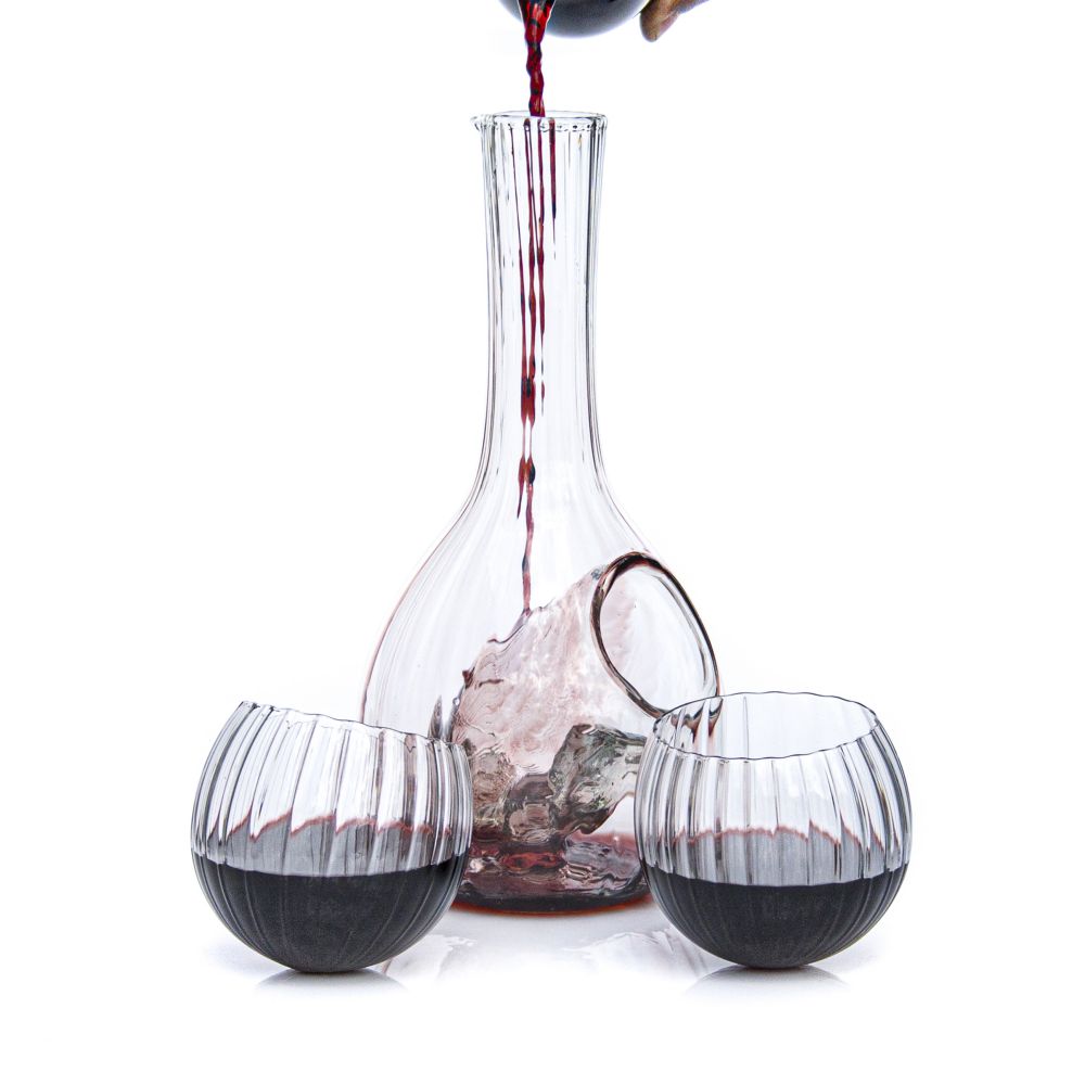 Optic Wine Cooler with 2 Rounded Optic Tumblers