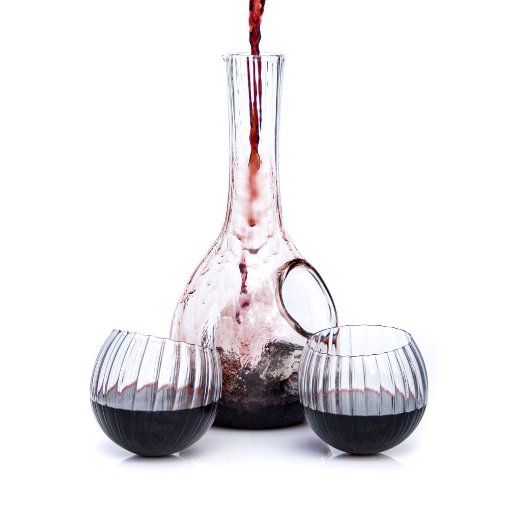 Optic Wine Cooler with 2 Rounded Optic Tumblers