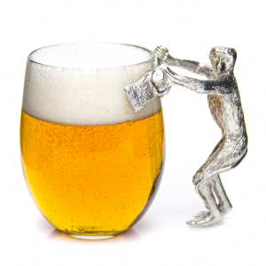 Large Beermug Monkey Pewter Handle