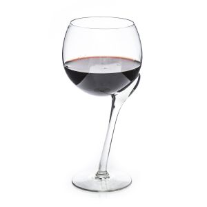 Crooked white wine glass