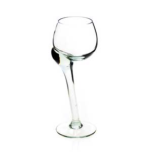 Crooked red wine glass